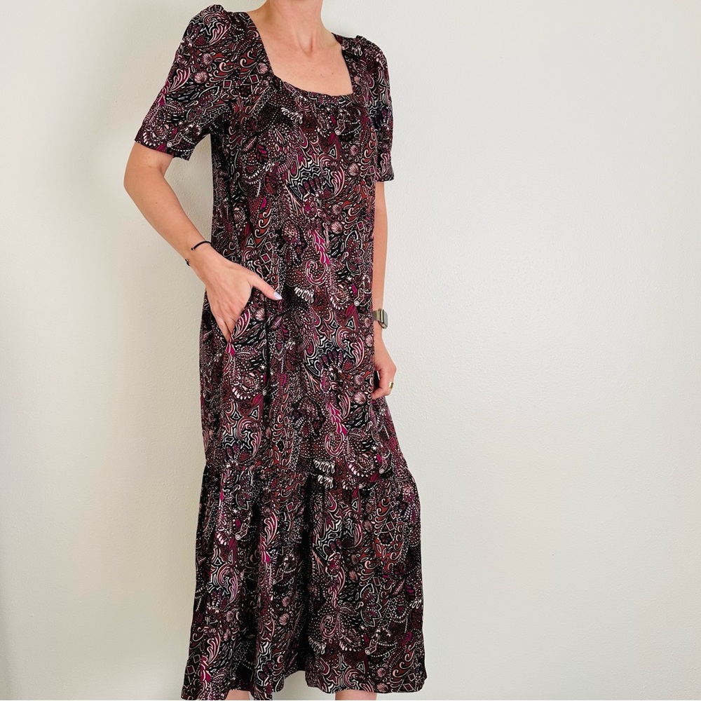 Maeve by Anthropologie Lisabetta Dark Floral Maxi Dress Oversized Boho - Picture 8 of 16